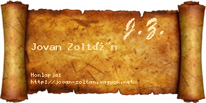 Jovan Zoltán névjegykártya